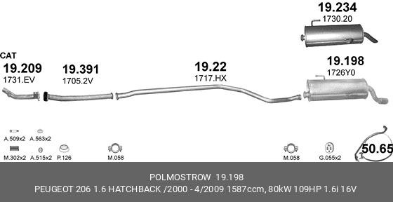 Глушитель - задняя часть системы ОГ 19.198 POLMOSTROW