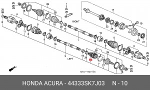 Комплект пылника, приводной вал 44333-SK7-J03 HONDA