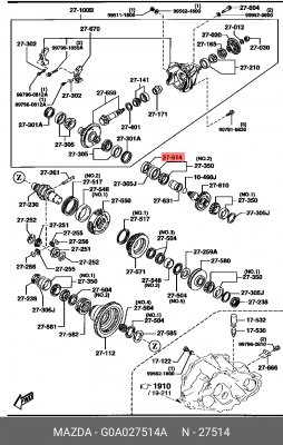 Уплотняющее кольцо, дифференциал G0A027514A MAZDA