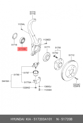 Комплект подшипника ступицы колеса 517203A101 HYUNDAI KIA