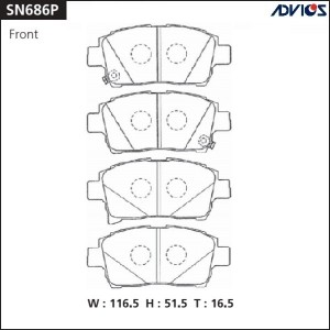 Колодки тормозные дисковые SN686P ADVICS