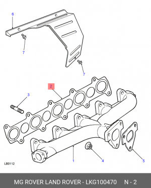 Прокладка, выпускной коллектор LKG100470 LAND ROVER