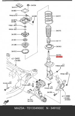 Амортизатор подвески TD13-34-900C MAZDA