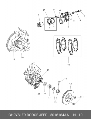Комплект тормозных колодок, диско 5016164AA CHRYSLER