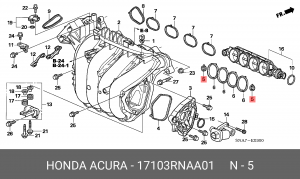 Прокладка впускного коллектора 17103RNAA01 HONDA
