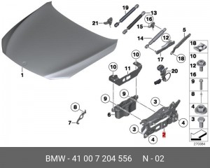 Петля - шарнир открывания капота 41 00 7 204 556 BMW