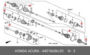 Комплект пылника, приводной вал 44018S0KC20 HONDA
