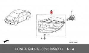 Фара противотуманная 33951S5A003 HONDA