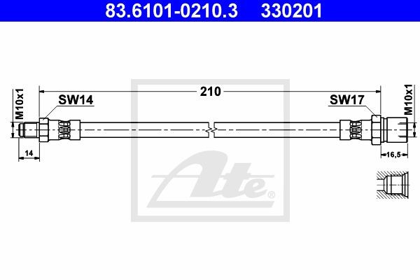 Тормозной шланг 83.6101-0210.3 ATE
