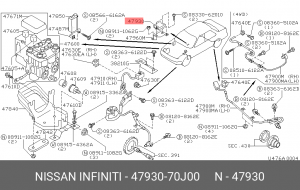 Датчик, поперечное ускорение 47930-70J00 NISSAN