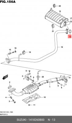 Прокладка, выпускной трубопровод 14182-60B00 SUZUKI