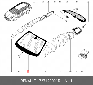 Стекло ветровое 727120001R RENAULT