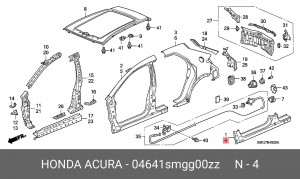 Панель порога 04641SMGG00ZZ HONDA