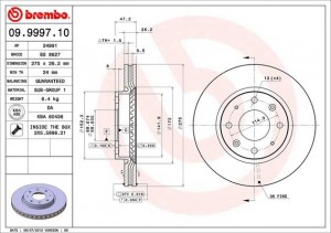 Тормозной диск 09.9997.10 BREMBO