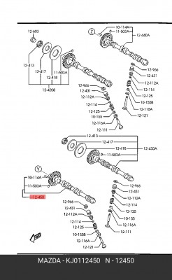 Распредвал KJ01-12-450 MAZDA