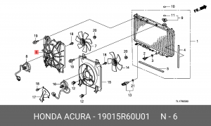 Диффузор радиатора охлаждения под вентилятор 19015R60U01 HONDA
