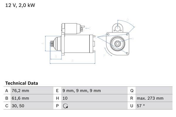 Стартер 0 986 021 870 BOSCH