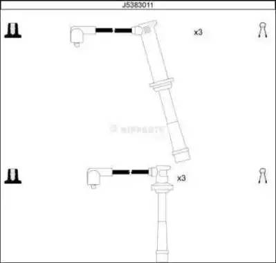 Ккомплект проводов зажигания J5383011 H B JAKOPARTS NIPPARTS