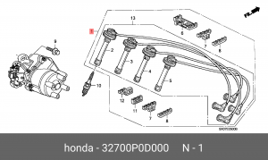 Ккомплект проводов зажигания 32700P0D000 HONDA