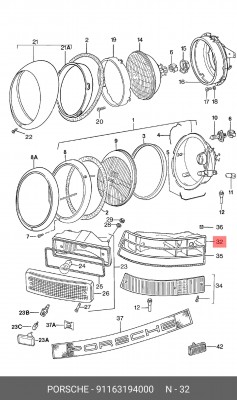 Корпус, основная фара 91163194000 PORSCHE