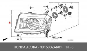 Фара головного света 33150SZAR01 HONDA