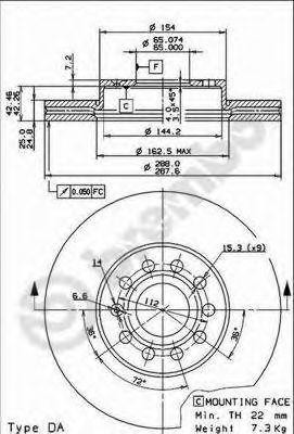 Тормозной диск 09.9145.14 BREMBO
