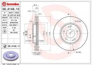 Тормозной диск 09A14810 BREMBO