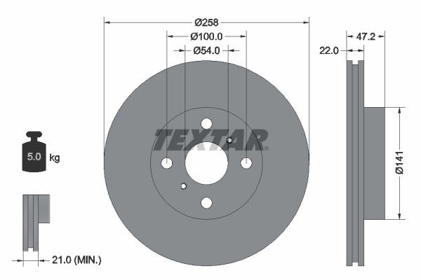 Тормозной диск 92090500 TEXTAR