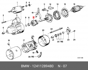 Привод с механизмом свободного хода, стартер 12 41 1 289 480 BMW