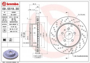 Тормозной диск 09.5519.30 BREMBO