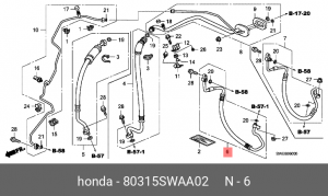 Шланг кондиционера 80315SWAA02 HONDA