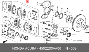 Колодки тормозные дисковые 45022S3VA00 HONDA