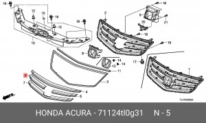 Молдинг решетки радиатора 71124TL0G31 HONDA