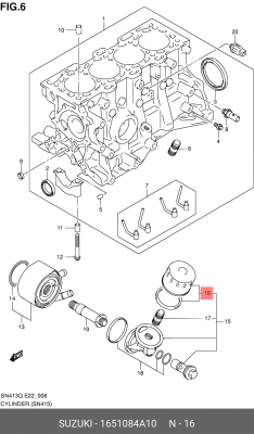 Масляный фильтр 1651084A10 SUZUKI