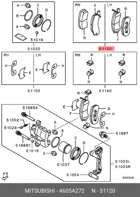 Колодки тормозные дисковые 4605A272 MITSUBISHI