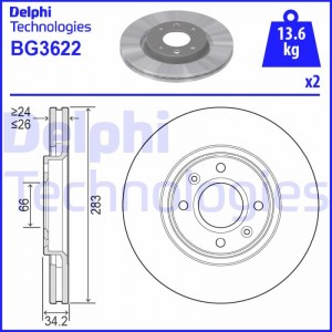 Тормозной диск BG3622 DELPHI