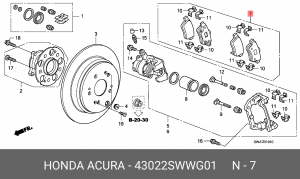 Комплект тормозных колодок, диско 43022SWWG01 HONDA
