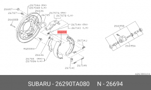 Комплект тормозных колодок 26290TA080 SUBARU