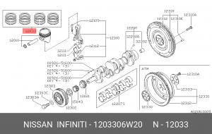 Кольца поршневые 12033-06W20 NISSAN