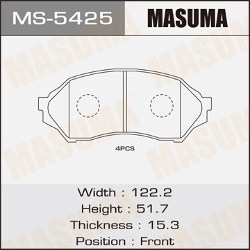 Колодки тормозные дисковые MS5425 MASUMA