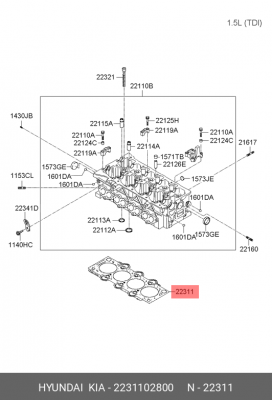 Прокладка, головка цилиндра 2231102800 HYUNDAI KIA