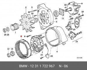 Статор, генератор 12 31 1722967 BMW