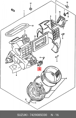 Блок управления, отопление / вентиляция 74290-85C00 SUZUKI