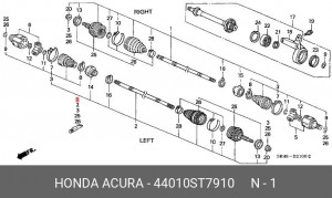 Шарнирный комплект, приводной вал 44010ST7910 HONDA
