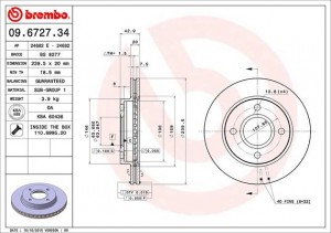 Тормозной диск 09.6727.34 BREMBO