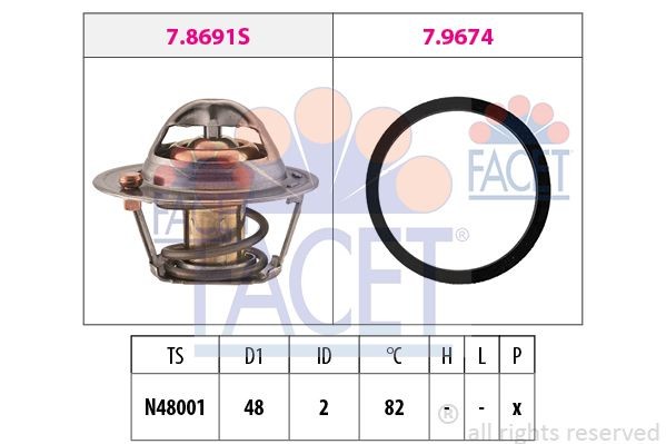 Термостат, охлаждающая жидкость 78631S FACET
