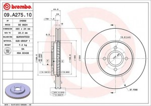 Тормозной диск 09.A275.10 BREMBO