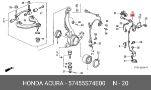 Датчик, частота вращения колеса 57455S74E00 HONDA