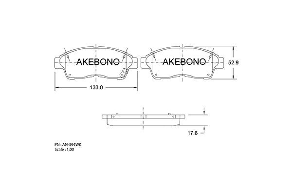 Колодки тормозные дисковые AN394WK AKEBONO