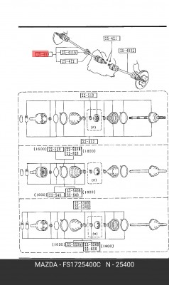 Вал привода колеса в сборе с ШРУСами FS1725400C MAZDA